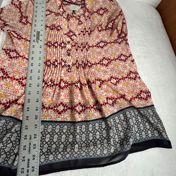 HD in Paris Anthropologie Womens Kaveri Blouse Size 4 Multicolor Boho Pintuck - Picture 8 of 8